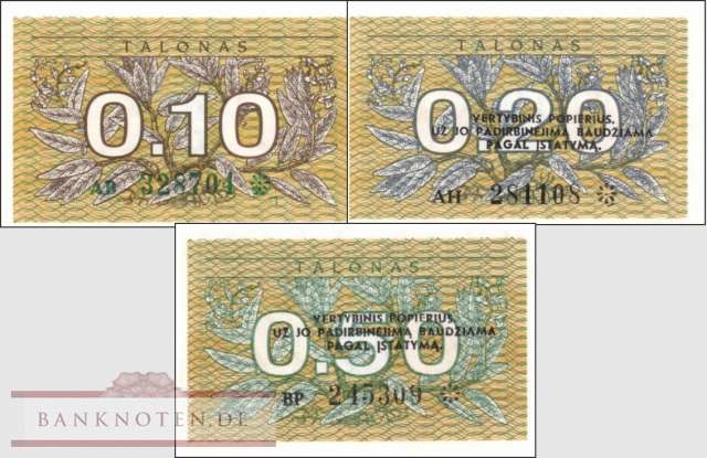 Lithuania: 0,1 - 0,5 Talonas (3 banknotes)