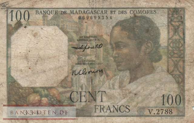 Madagascar - 100  Francs (#046b_VG)
