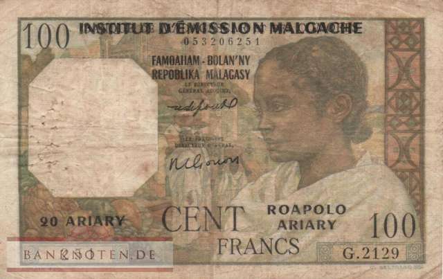 Madagaskar - 100  Francs=20 Ariary (#052-U2_F)