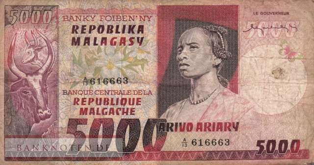 Madagaskar - 5.000  Francs (#066a_VG)