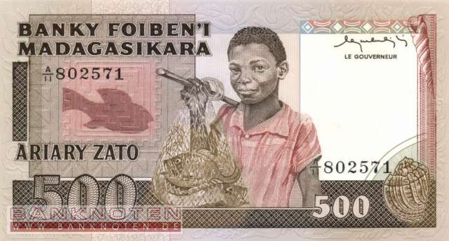 Madagascar - 500  Francs (#067a_UNC)