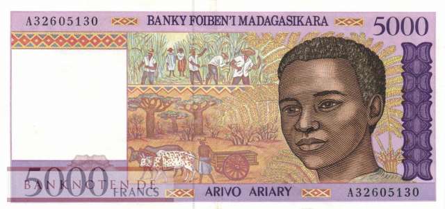 Madagaskar - 5.000  Francs (#078a_XF)