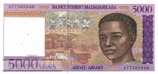 Madagascar - 5.000  Francs (#078b_XF)