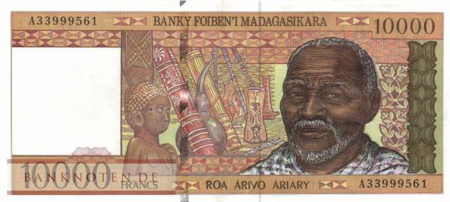 Madagascar - 10.000  Francs (#079a_XF)