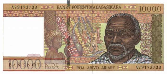 Madagaskar - 10.000  Francs (#079b_AU)