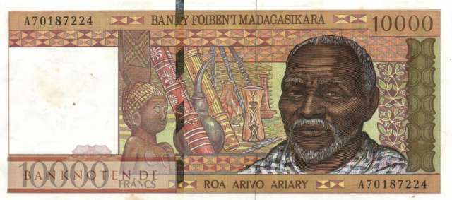 Madagaskar - 10.000  Francs (#079b_VF)