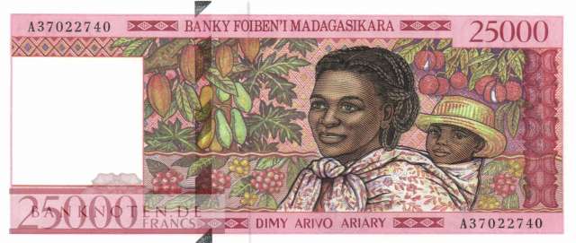 Madagascar - 25.000  Francs (#082_AU)