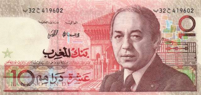 Marokko - 10  Dirhams (#060b_UNC)