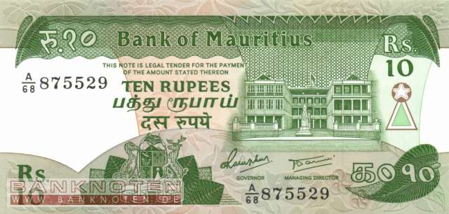 Mauritius - 10  Rupees (#035b_UNC)