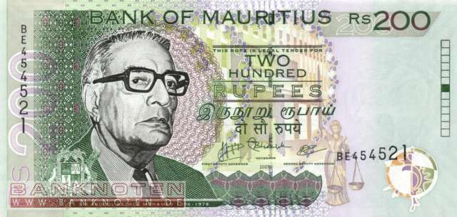 Mauritius - 200  Rupees (#057b_UNC)