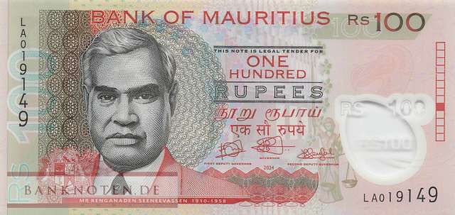Mauritius - 100  Rupees - Polymer (#065Aa_UNC)
