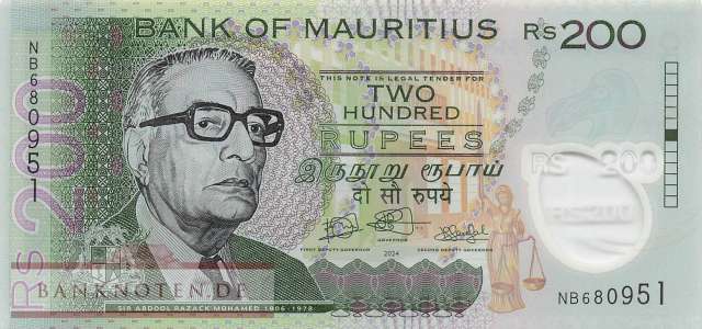 Mauritius - 200  Rupees - Polymer (#065Ba_UNC)