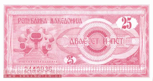 Mazedonien - 25  Denari (#002a_UNC)