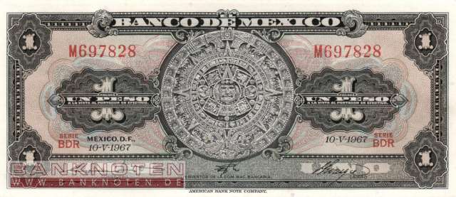 Mexico - 1  Peso (#059j-BEB_UNC)