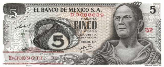 Mexico - 5  Pesos (#062b-AD_UNC)