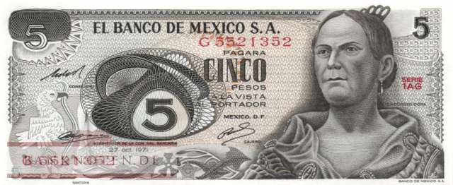 Mexico - 5  Pesos (#062b-AG_UNC)
