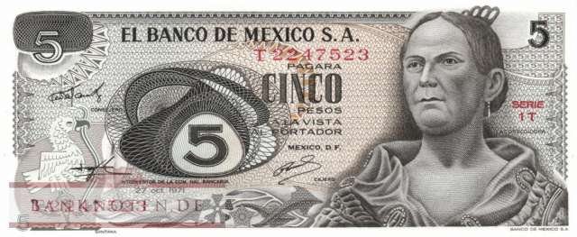 Mexico - 5  Pesos (#062b-T_AU)