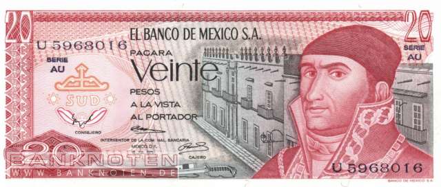 Mexico - 20 Pesos (#064b-AU_UNC)