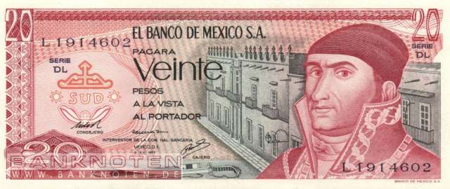 Mexico - 20 Pesos (#064d-DL_UNC)