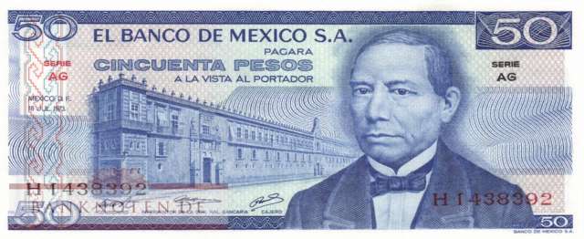 Mexico - 50  Pesos (#065a-AG_UNC)