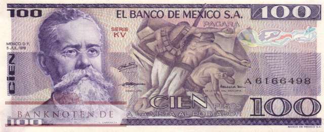 Mexico - 100  Pesos (#068a-KV_UNC)