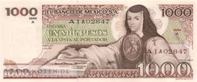 Mexico - 1.000  Pesos (#070a-A_UNC)
