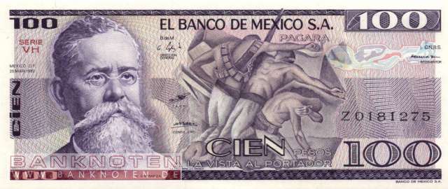 Mexico - 100  Pesos (#074c-VH_UNC)