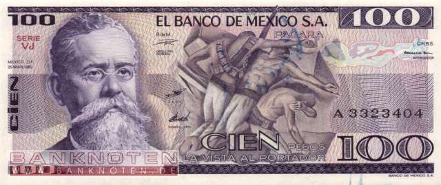 Mexico - 100 Pesos (#074c-VJ_UNC)