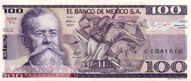 Mexico - 100  Pesos (#074c-VL_UNC)