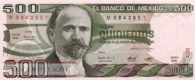 Mexico - 500  Pesos (#075a-BS_UNC)