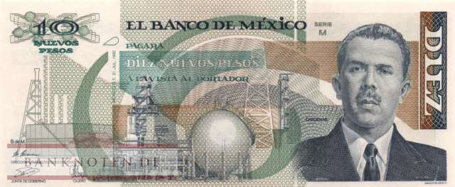 Mexico - 10  Nuevos Pesos (#095-M_UNC)