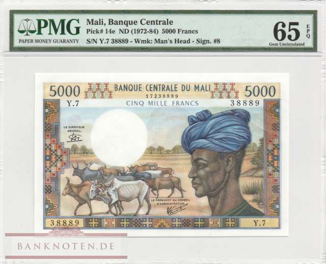 Mali - 5.000  Francs - PMG65 (#014e-PMG65_UNC)