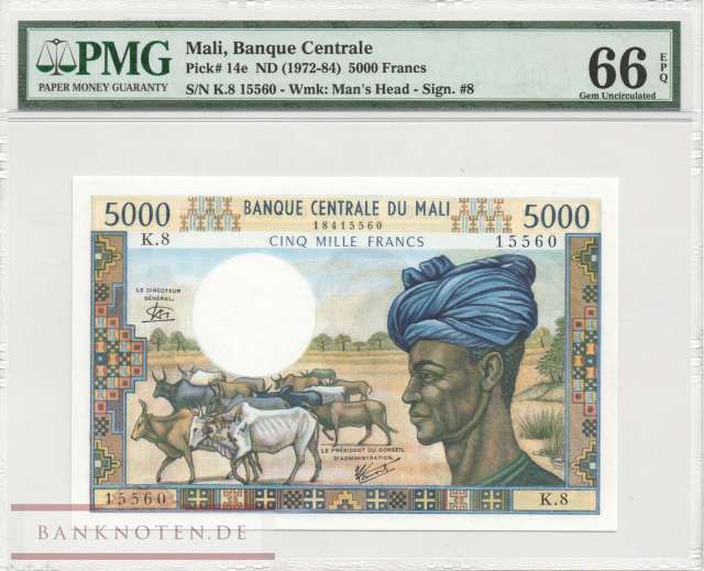 Mali - 5.000  Francs - PMG66 (#014e-PMG66_UNC)
