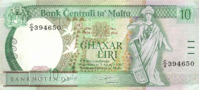 Malta - 10  Liri (#043a_VF)