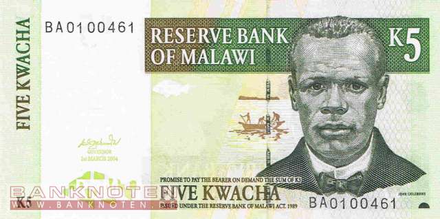 Malawi - 5 Kwacha (#036b_UNC)