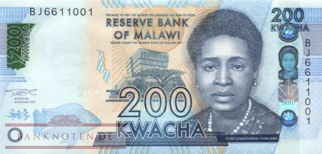 Malawi - 200  Kwacha (#065Ae_UNC)