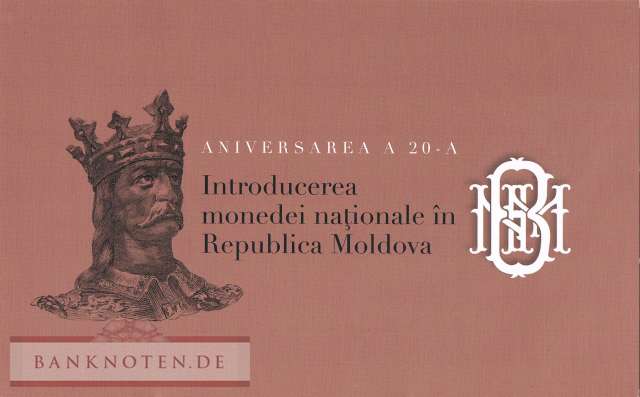 Moldawien - 200  Lei - - 20 de Ani im Folder (#020F_UNC)