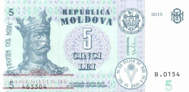Moldavia - 5  Lei (#021Aa_UNC)