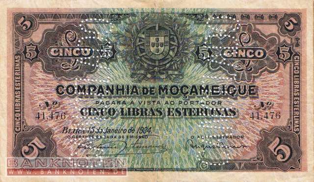 Mozambique - 5  Libras - Cancelado (#R032C_VF)