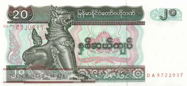 Myanmar - 20  Kyats (#072-2_UNC)
