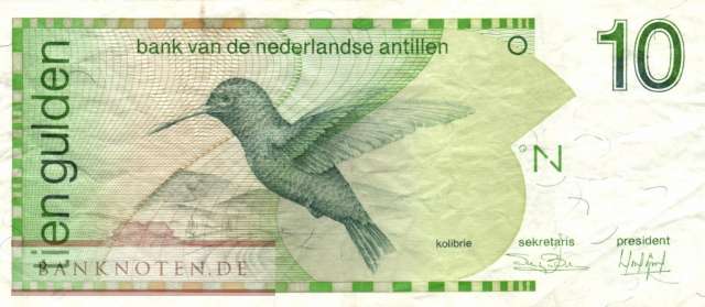 Netherlands Antilles - 10  Gulden (#023a_F)
