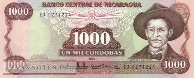 Nicaragua - 1.000  Cordobas - Ersatzbanknote (#156aR_UNC)