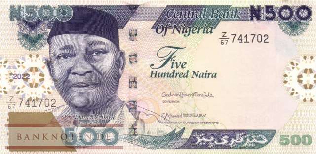 Nigeria - 500  Naira (#030v_UNC)