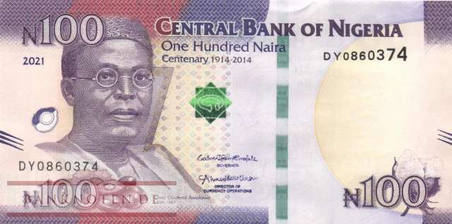 Nigeria - 100  Naira - 1914-2014 (#041c_UNC)