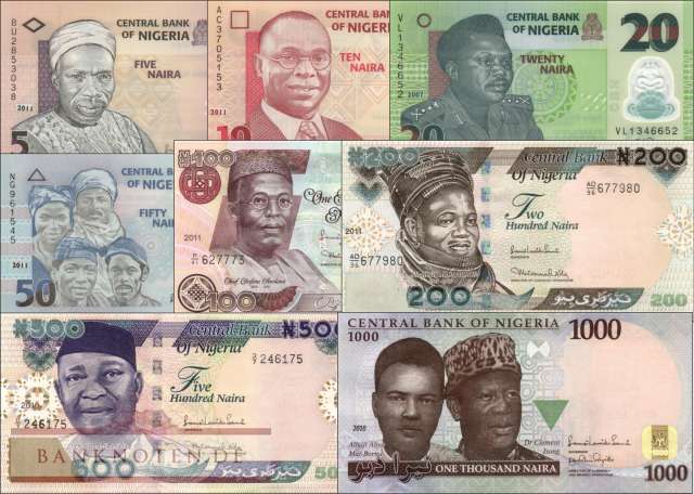 Nigeria: 5 - 1.000 Naira (8 banknotes)