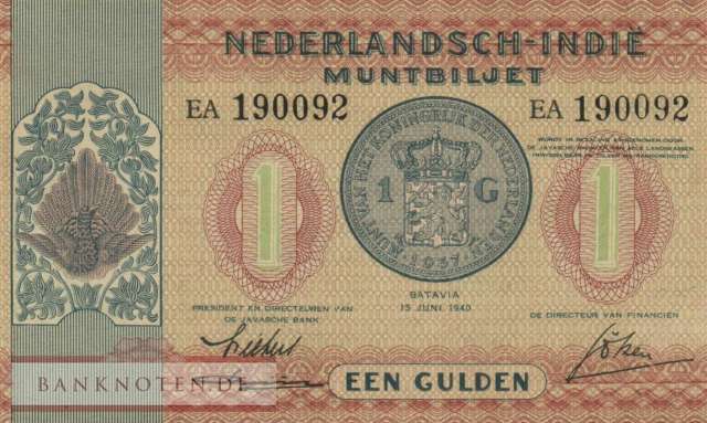 Netherlands Indies - 1  Gulden (#108_UNC)