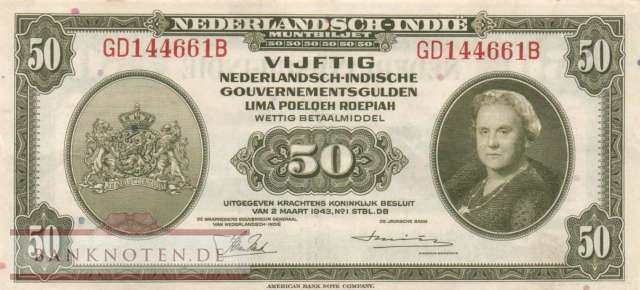 Netherlands Indies - 50  Gulden (#116a_XF)