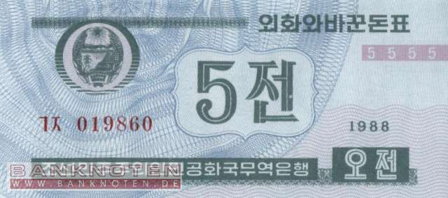 Nordkorea - 5  Chon (#024-1_UNC)