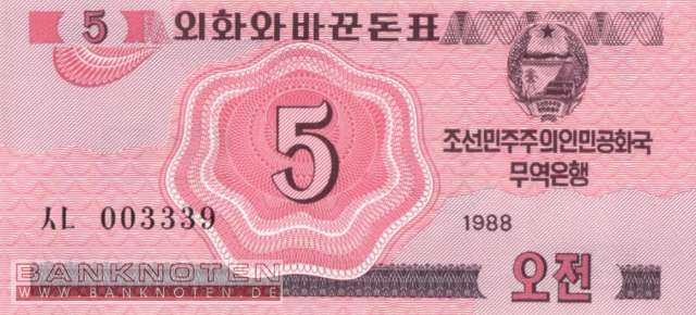 Nordkorea - 5  Chon (#032_UNC)