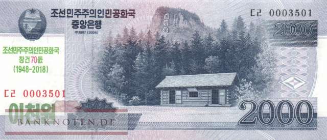 Nordkorea - 2.000  Won - 70 Jahre Nordkorea (#CS22_UNC)